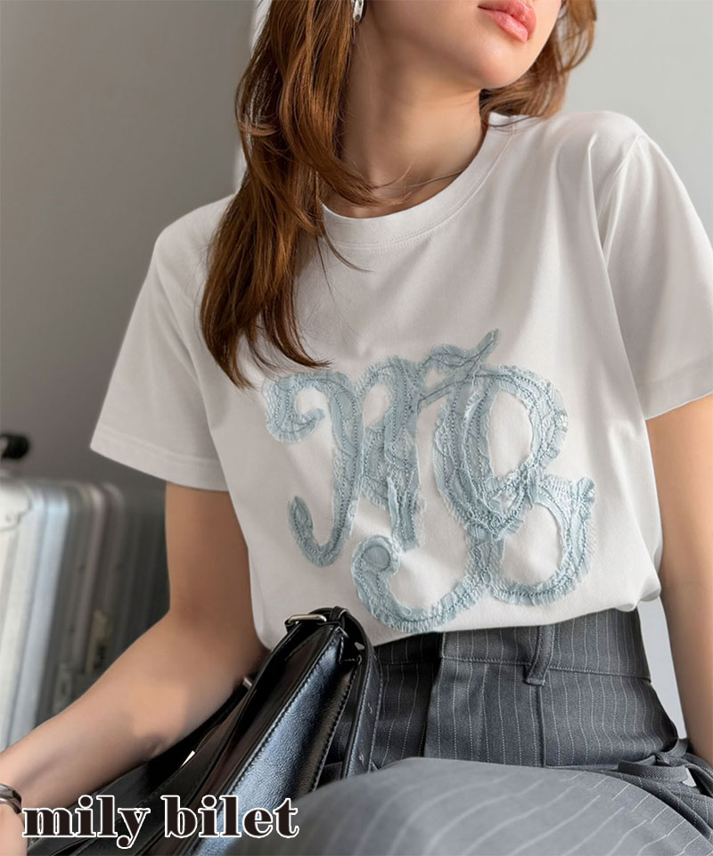 【mily bilet】レースワッペン半袖Tシャツ mily bilet クラシカルエルフ mi1029185 | classicalelf