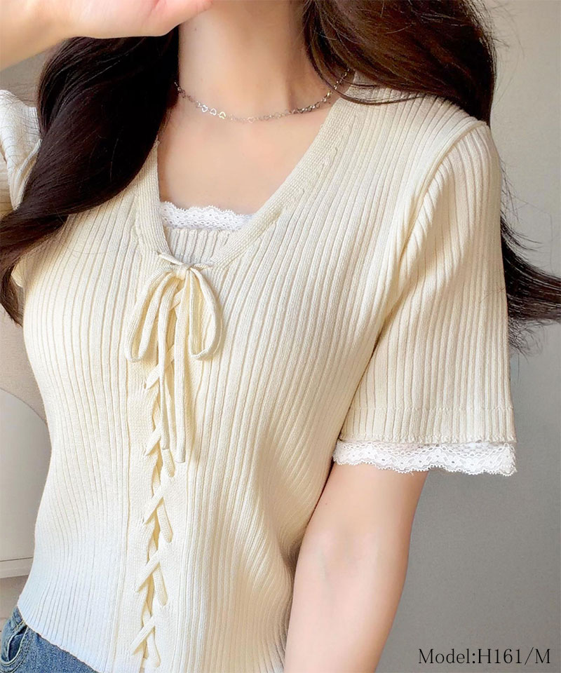 【mily bilet】レイヤード風リボンニットプルオーバー Classical Elf クラシカルエルフ mili bilet mi1029198 | classicalelf | 03