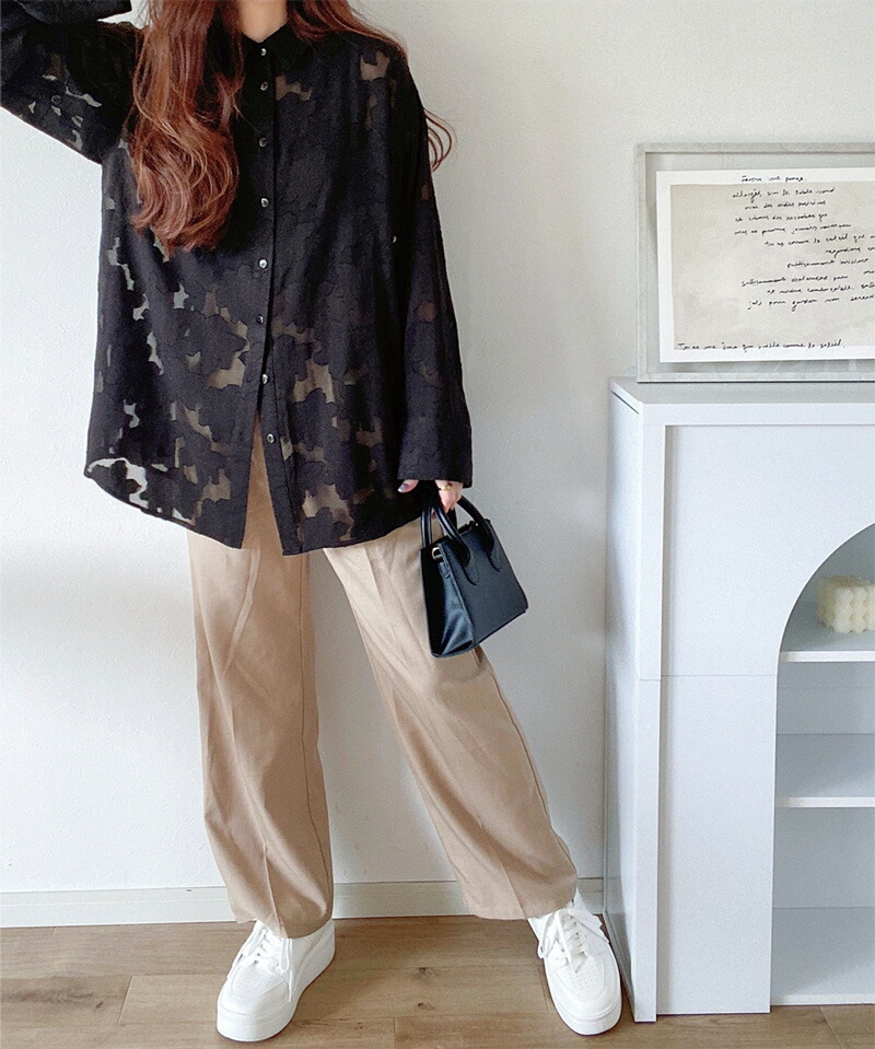 【mily bilet】トップス シャツ レディース ブラウス シアー ジャガード 花柄 2way 袖スリット スリットスリーブ オーバーサイズ 羽織り | classicalelf | 16