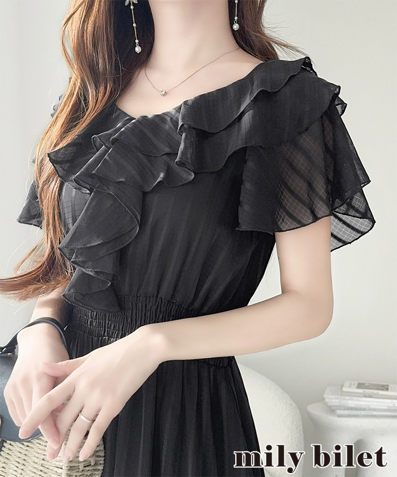 【 mily bilet 】ワンピース レディース シアー ストライプ 透け感 フェミニン 華やか 主役級 | classicalelf