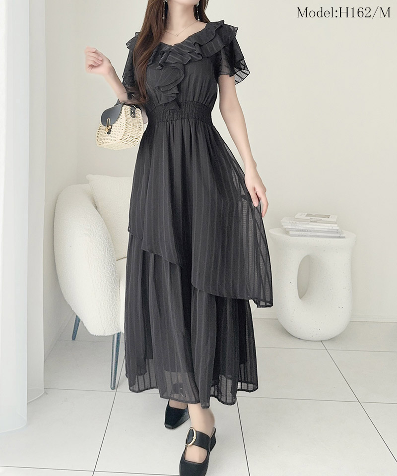 【 mily bilet 】ワンピース レディース シアー ストライプ 透け感 フェミニン 華やか 主役級 | classicalelf | 07