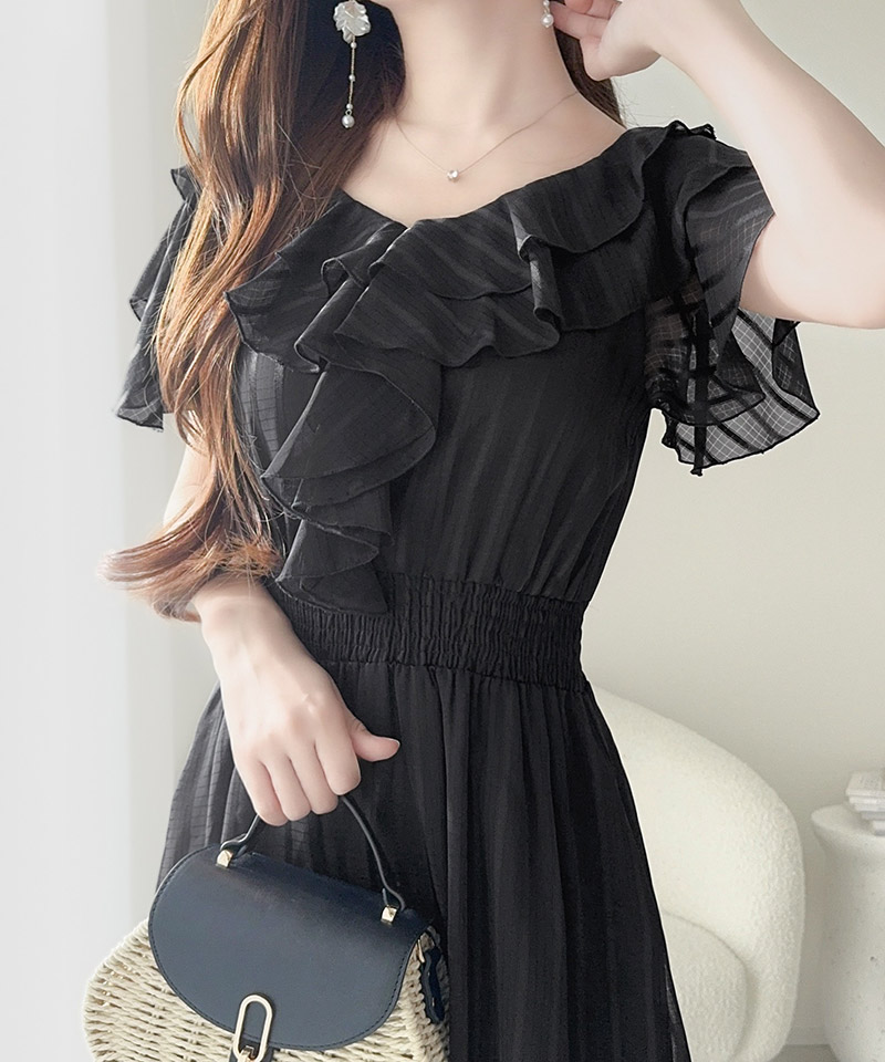 【 mily bilet 】ワンピース レディース シアー ストライプ 透け感 フェミニン 華やか 主役級 | classicalelf | 08