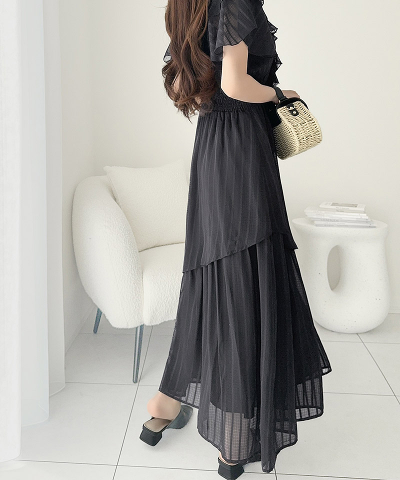 【 mily bilet 】ワンピース レディース シアー ストライプ 透け感 フェミニン 華やか 主役級 | classicalelf | 09