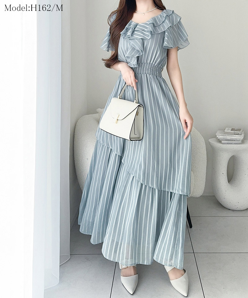 【 mily bilet 】ワンピース レディース シアー ストライプ 透け感 フェミニン 華やか 主役級 | classicalelf | 12