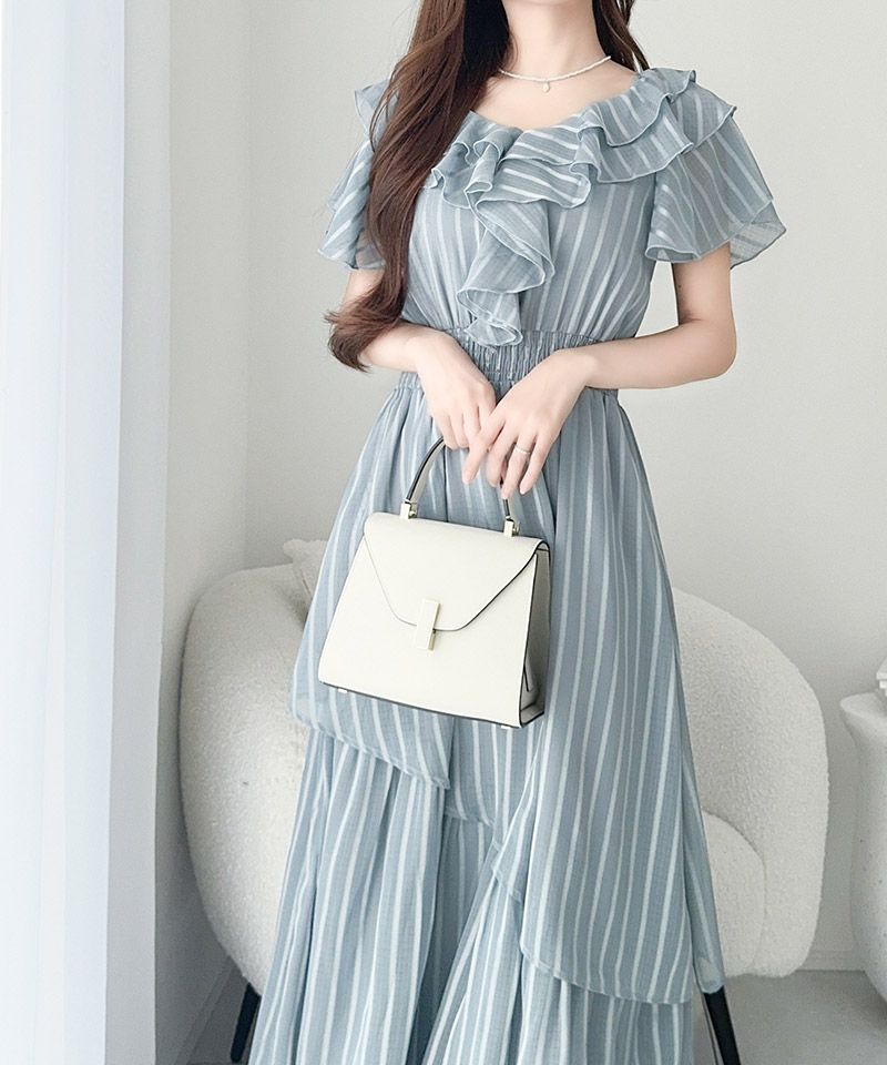 【 mily bilet 】ワンピース レディース シアー ストライプ 透け感 フェミニン 華やか 主役級 | classicalelf | 14