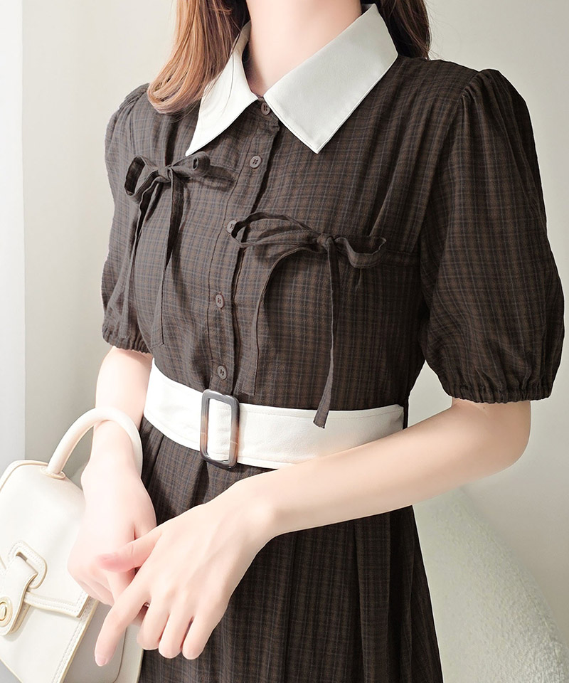 【 mily bilet 】ワンピース レディース ロングワンピース 共布ベルト付き レトロ 甘さ ウエスト | classicalelf | 03