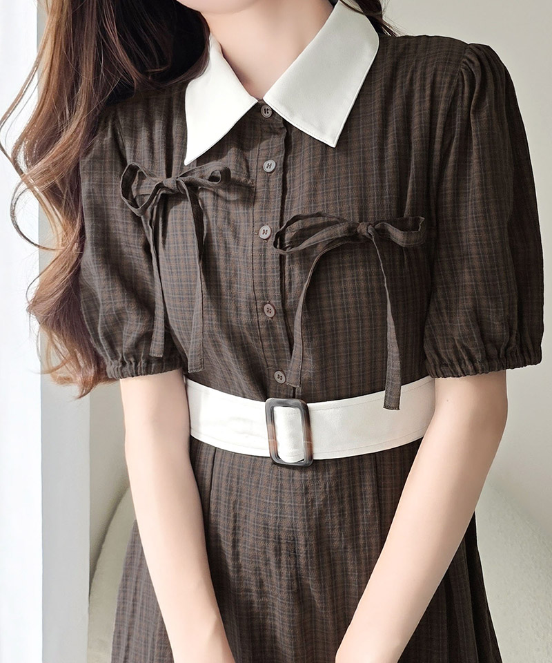 【 mily bilet 】ワンピース レディース ロングワンピース 共布ベルト付き レトロ 甘さ ウエスト | classicalelf | 05