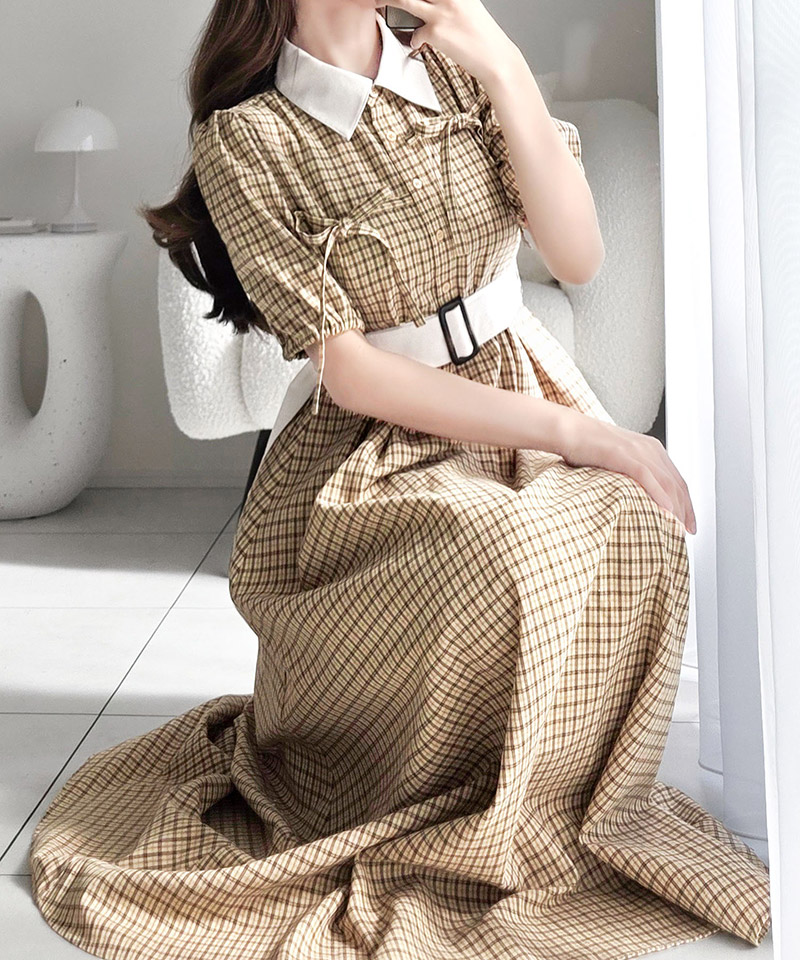 【 mily bilet 】ワンピース レディース ロングワンピース 共布ベルト付き レトロ 甘さ ウエスト | classicalelf | 13