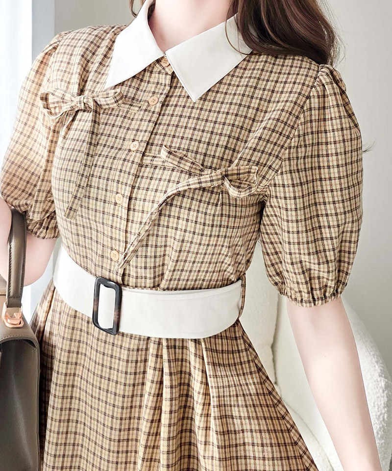 【 mily bilet 】ワンピース レディース ロングワンピース 共布ベルト付き レトロ 甘さ ウエスト | classicalelf | 14