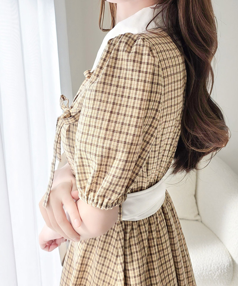 【 mily bilet 】ワンピース レディース ロングワンピース 共布ベルト付き レトロ 甘さ ウエスト | classicalelf | 15