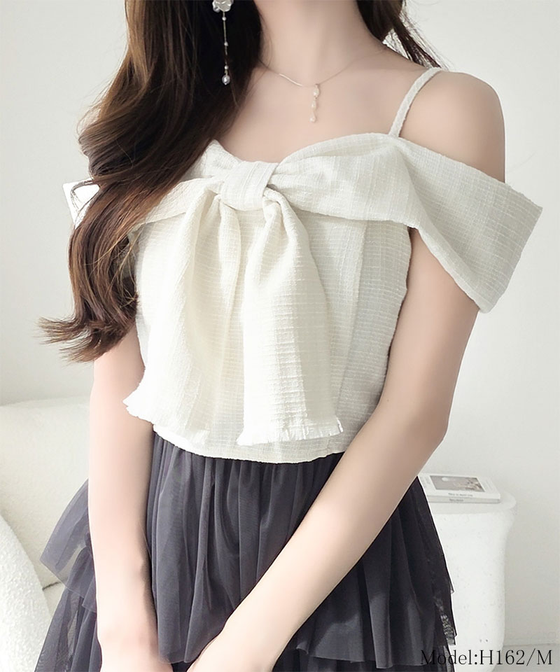 【mily bilet】ワンピース レディース リボン デザイン トップス チュールスカート ドッキング キャミ ワンピ ロング丈 きれいめ オン オフ 大きいサイズ | classicalelf | 02