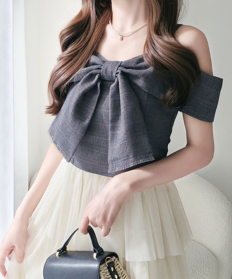 【mily bilet】ワンピース レディース リボン デザイン トップス チュールスカート ドッキング キャミ ワンピ ロング丈 きれいめ オン オフ 大きいサイズ | classicalelf | 08