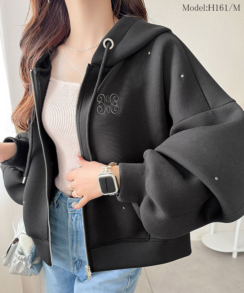 【 mily bilet 】トップス パーカー レディース ドット  ジップパーカー 大人可愛い フーディー | classicalelf | 07