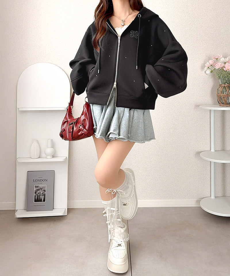 【 mily bilet 】トップス パーカー レディース ドット  ジップパーカー 大人可愛い フーディー | classicalelf | 09