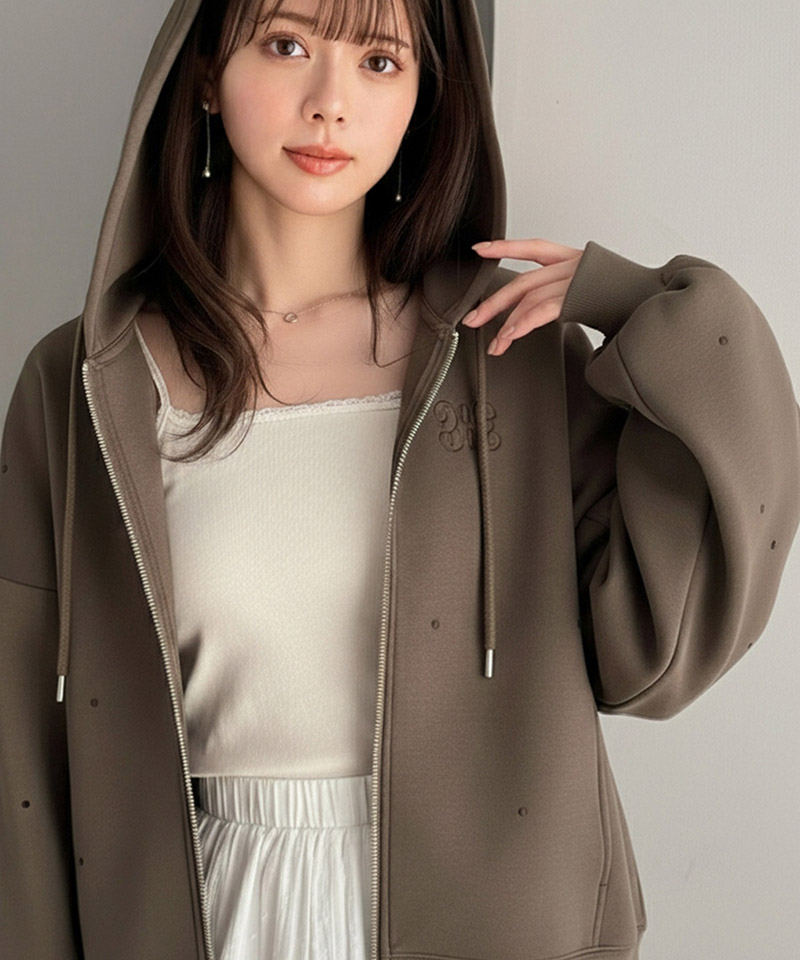 【 mily bilet 】トップス パーカー レディース ドット  ジップパーカー 大人可愛い フーディー | classicalelf | 15