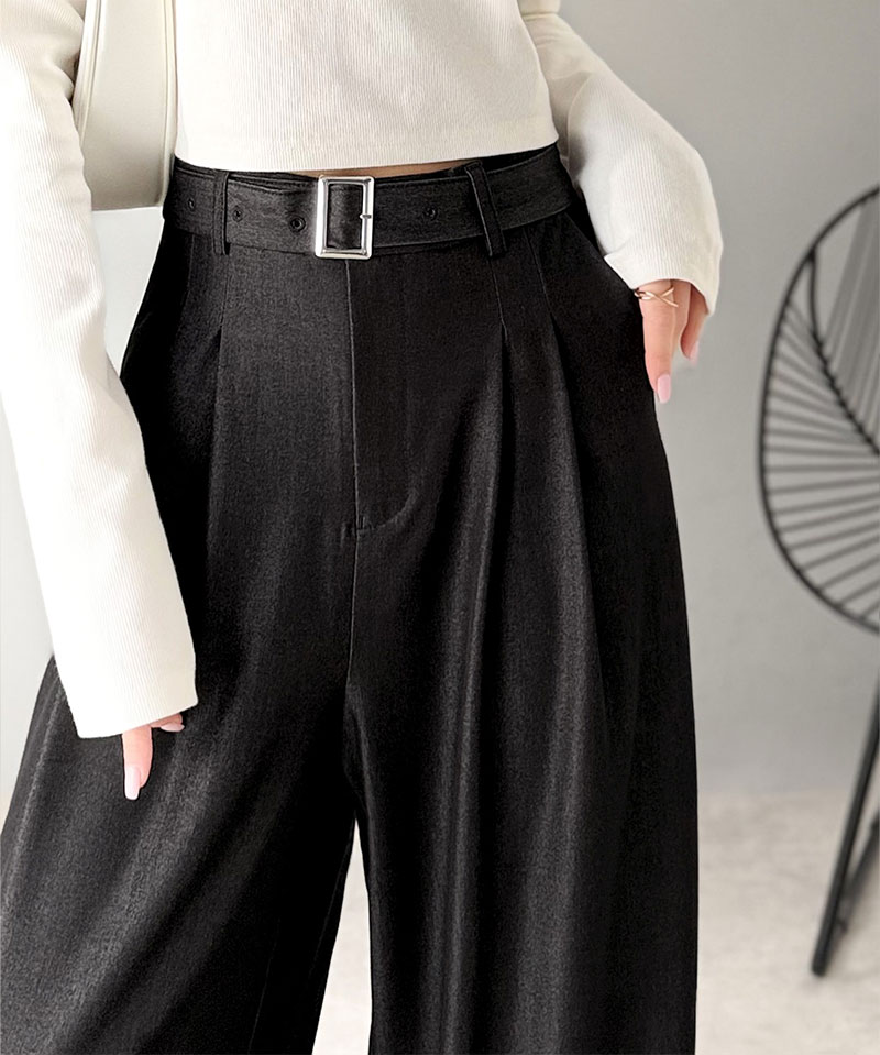 【mily bilet】【 速乾機能 接触冷感 機能付き】 ボトムス パンツ レディース 美脚見え ベルト付き ハイウエスト デニム スラックス セットアップ可能 | classicalelf | 03