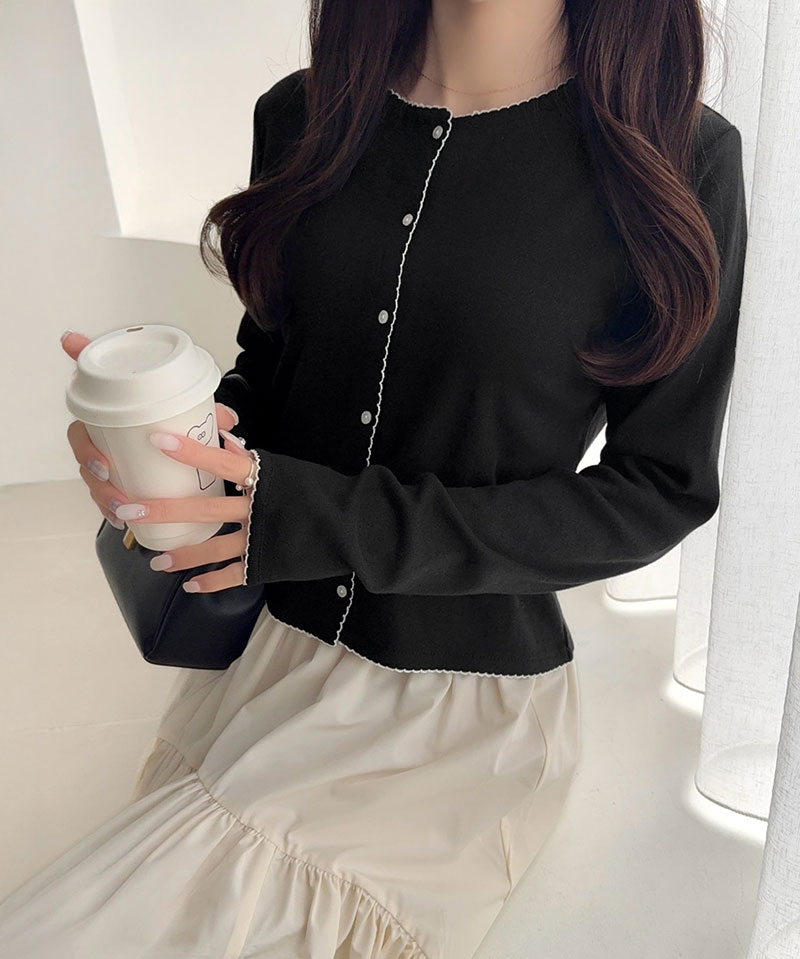 【mily bilet】 カーディガン レディース 春夏 トップス パターンメッシュ生地 ヘンリー ロングスリーブ 花柄 華やか 配色スカラップ刺繍 ガーリー | classicalelf | 09