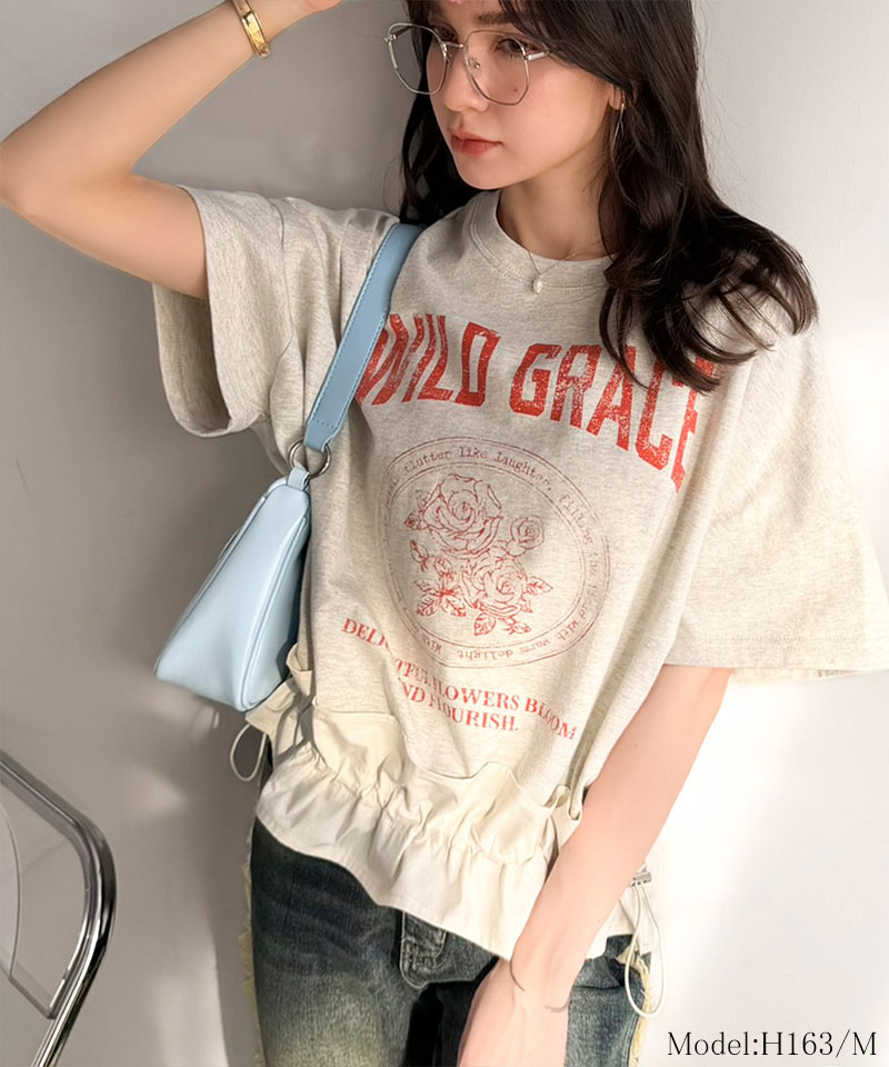 【mily bilet】 tシャツ レディース 半袖 トップス 綿100％ ゆったり 大きいサイズ 裾ドロスト フリル | classicalelf | 10