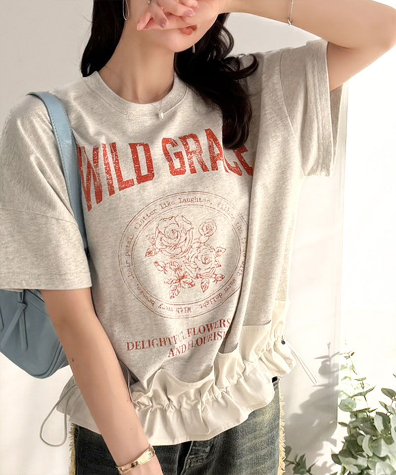 【mily bilet】 tシャツ レディース 半袖 トップス 綿100％ ゆったり 大きいサイズ 裾ドロスト フリル | classicalelf | 11