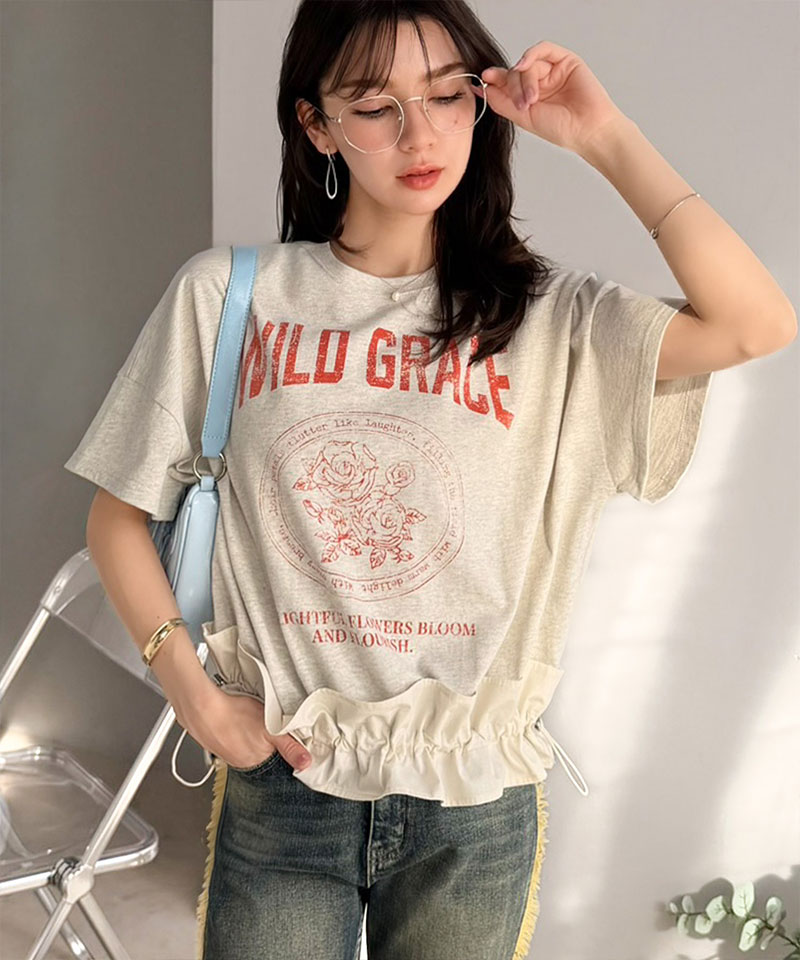 【mily bilet】 tシャツ レディース 半袖 トップス 綿100％ ゆったり 大きいサイズ 裾ドロスト フリル | classicalelf | 12