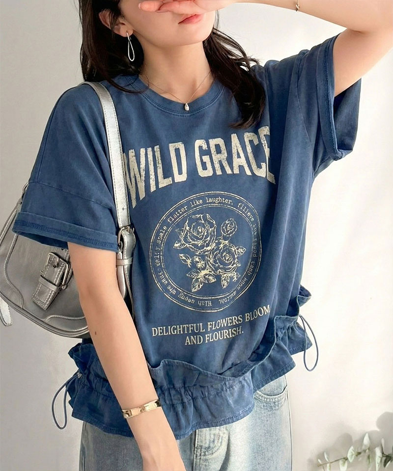 【mily bilet】 tシャツ レディース 半袖 トップス 綿100％ ゆったり 大きいサイズ 裾ドロスト フリル | classicalelf | 14