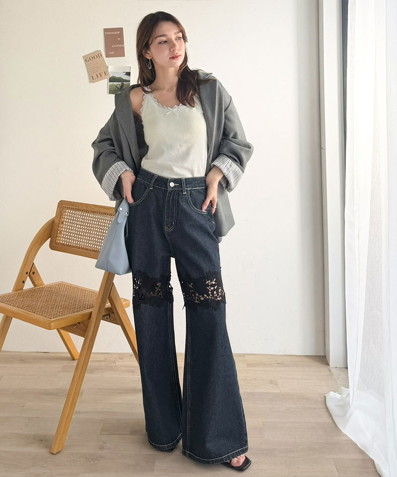 【mily bilet】 キャミソール カップ付き レディース トップス インナー バイカラー テレコ レース キャミ | classicalelf | 04