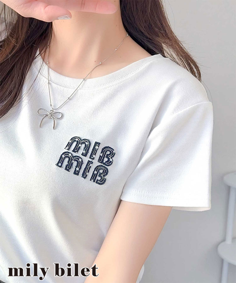 【mily bilet】 tシャツ レディース 半袖 トップス ロゴ ワッペン コンパクト Tee 半袖 デイリー 着回し | classicalelf