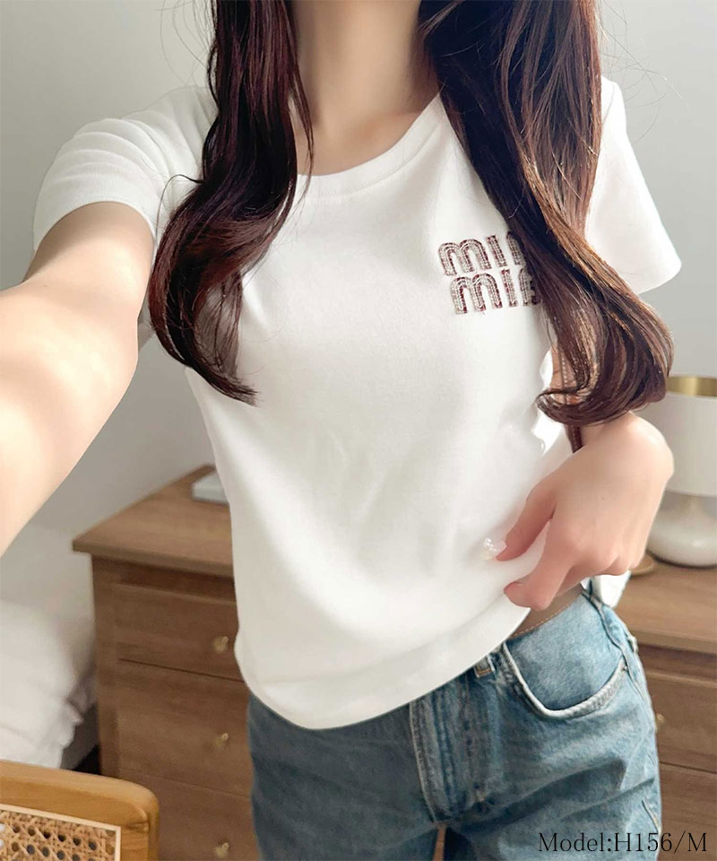 【mily bilet】 tシャツ レディース 半袖 トップス ロゴ ワッペン コンパクト Tee 半袖 デイリー 着回し | classicalelf | 02
