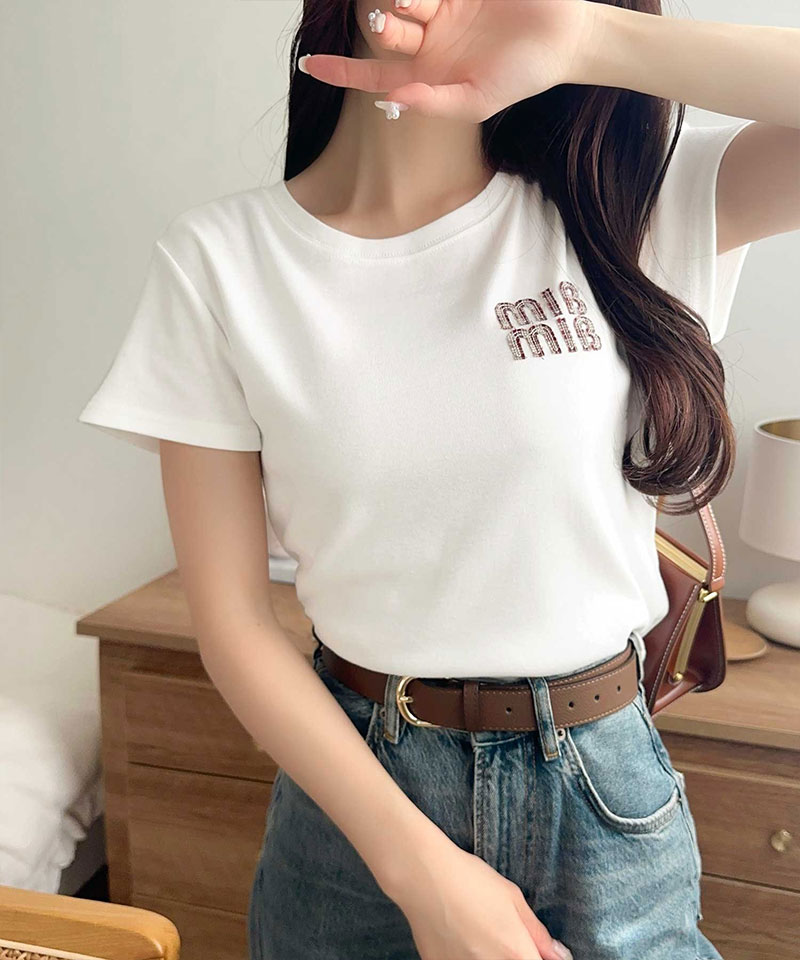 【mily bilet】 tシャツ レディース 半袖 トップス ロゴ ワッペン コンパクト Tee 半袖 デイリー 着回し | classicalelf | 03