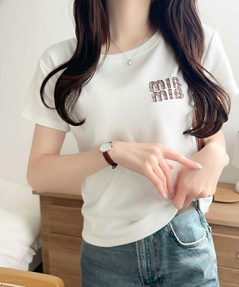 【mily bilet】 tシャツ レディース 半袖 トップス ロゴ ワッペン コンパクト Tee 半袖 デイリー 着回し | classicalelf | 04