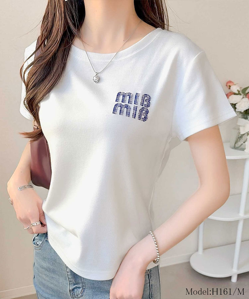 【mily bilet】 tシャツ レディース 半袖 トップス ロゴ ワッペン コンパクト Tee 半袖 デイリー 着回し | classicalelf | 05