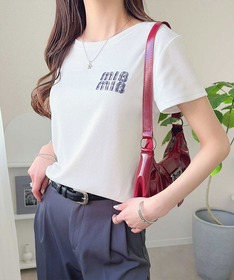 【mily bilet】 tシャツ レディース 半袖 トップス ロゴ ワッペン コンパクト Tee 半袖 デイリー 着回し | classicalelf | 07