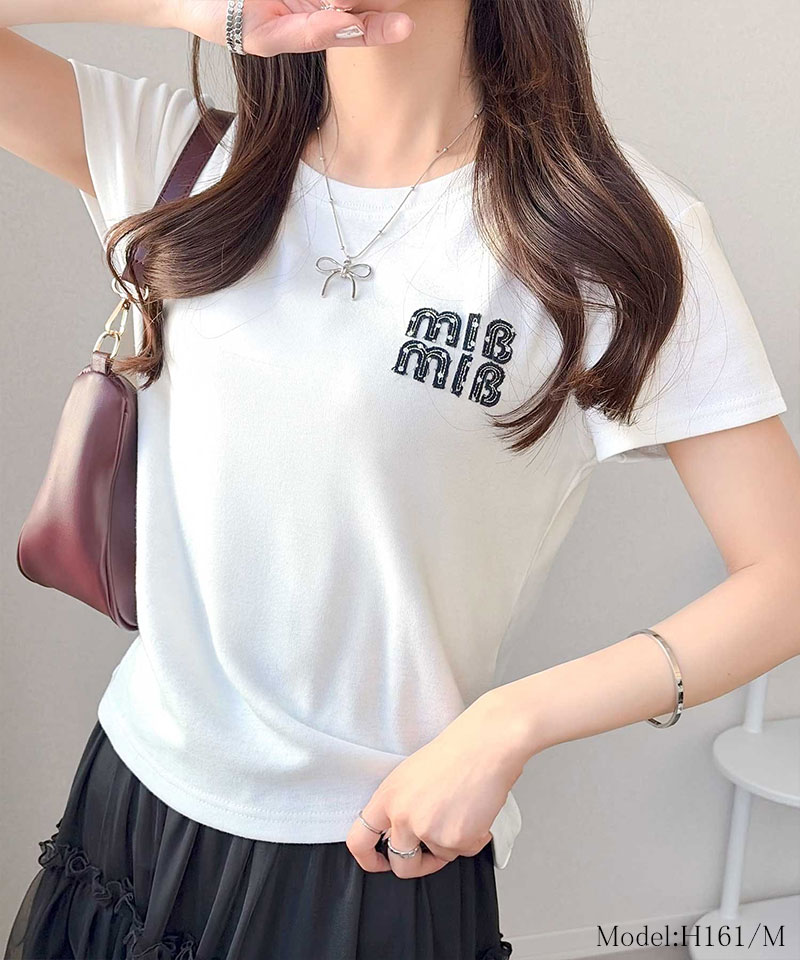 【mily bilet】 tシャツ レディース 半袖 トップス ロゴ ワッペン コンパクト Tee 半袖 デイリー 着回し | classicalelf | 08