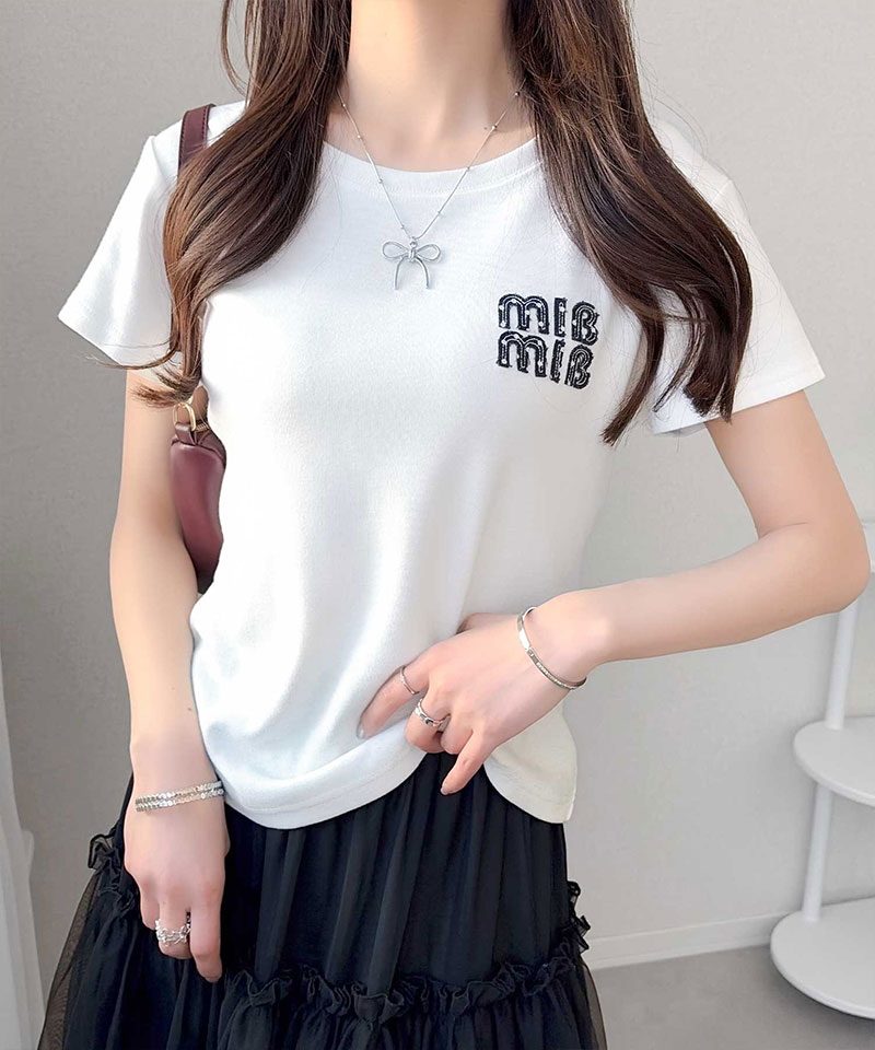 【mily bilet】 tシャツ レディース 半袖 トップス ロゴ ワッペン コンパクト Tee 半袖 デイリー 着回し | classicalelf | 09