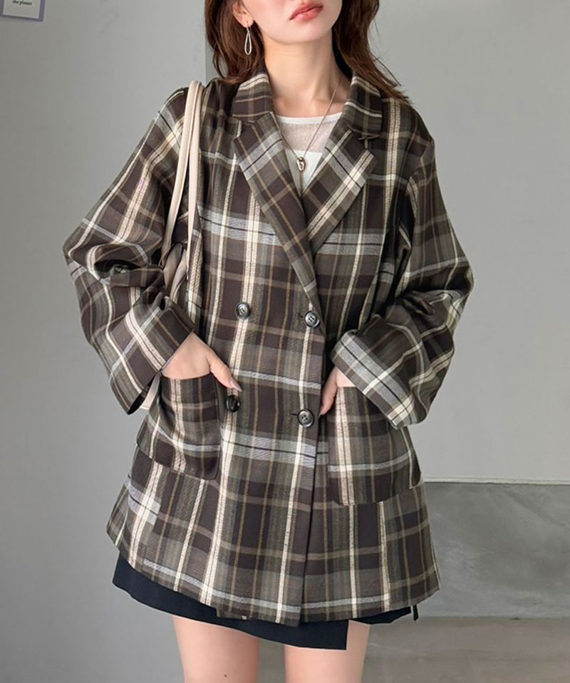 【mily bilet】 テーラードジャケット レディース コーデ 春 ジャケット トップス 裏地付き ダブルボタン オーバーサイズ 羽織る 主役級アウター | classicalelf | 14