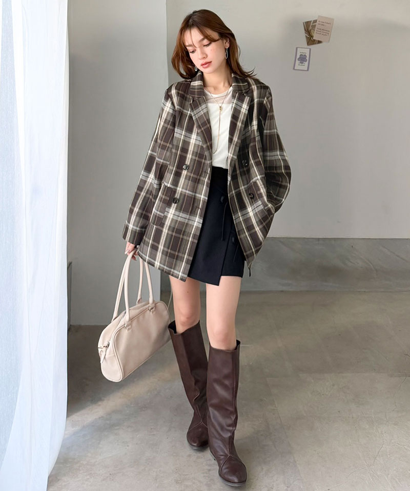 【mily bilet】 テーラードジャケット レディース コーデ 春 ジャケット トップス 裏地付き ダブルボタン オーバーサイズ 羽織る 主役級アウター | classicalelf | 15