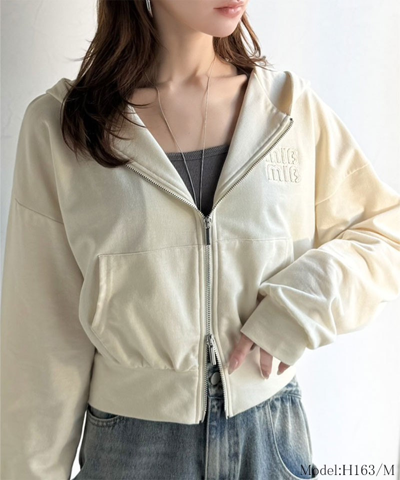 【mily bilet】 ジップアップパーカー パーカー レディース おしゃれ トップス 胸元 ワッペン 付き | classicalelf | 02