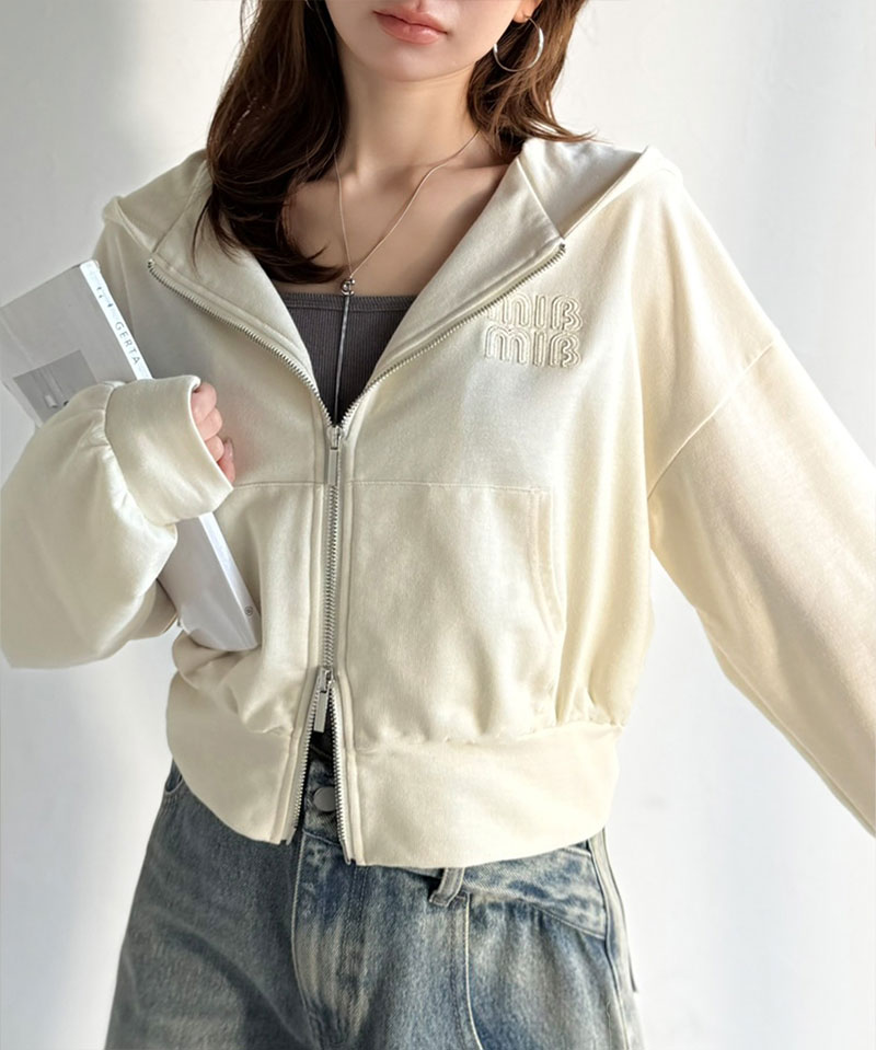 【mily bilet】 ジップアップパーカー パーカー レディース おしゃれ トップス 胸元 ワッペン 付き | classicalelf | 04