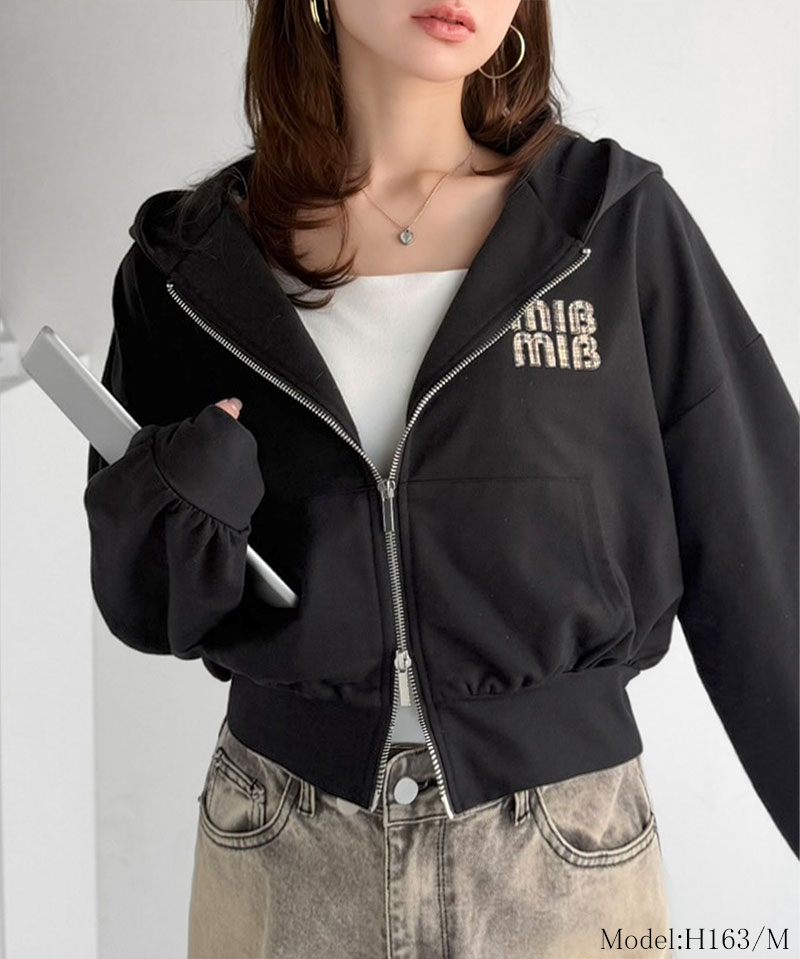 【mily bilet】 ジップアップパーカー パーカー レディース おしゃれ トップス 胸元 ワッペン 付き | classicalelf | 06