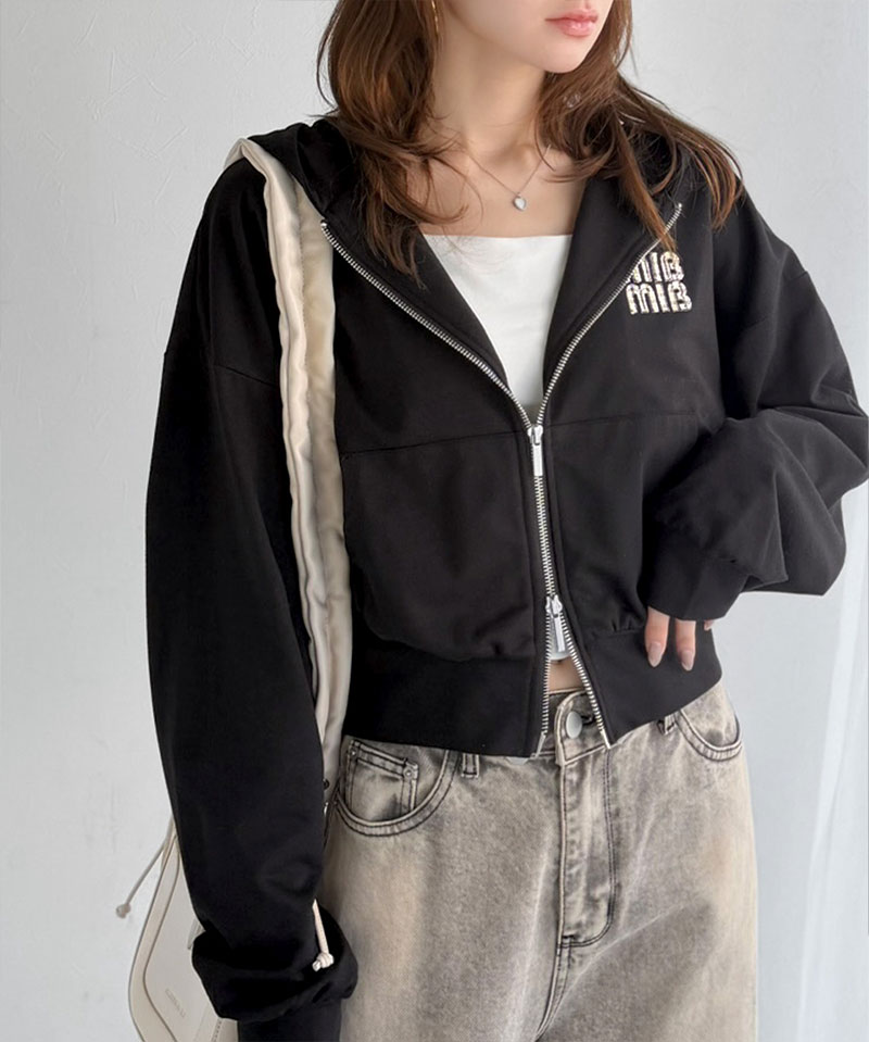 【mily bilet】 ジップアップパーカー パーカー レディース おしゃれ トップス 胸元 ワッペン 付き | classicalelf | 07