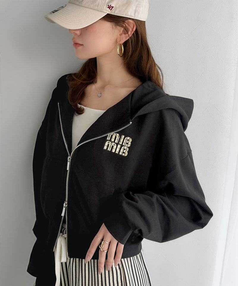 【mily bilet】 ジップアップパーカー パーカー レディース おしゃれ トップス 胸元 ワッペン 付き | classicalelf | 09