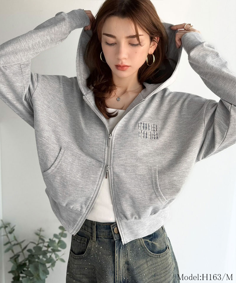 【mily bilet】 ジップアップパーカー パーカー レディース おしゃれ トップス 胸元 ワッペン 付き | classicalelf | 12