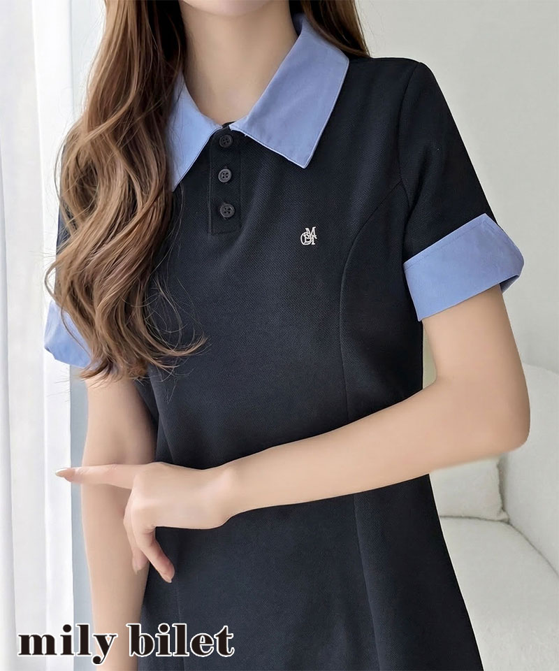 【mily bilet】ワンピース 半袖 ロング レディース ポロワンピース ロング丈 大人可愛い カジュアル 鹿の子 | classicalelf