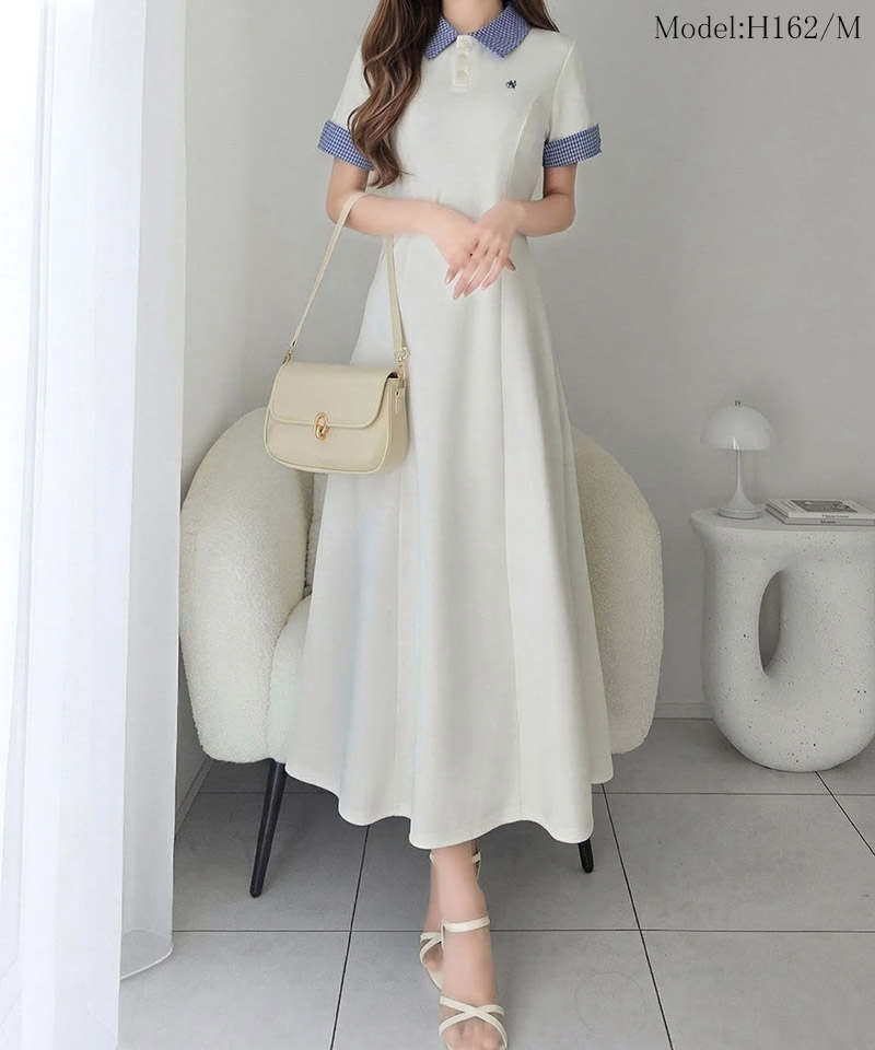 【mily bilet】ワンピース 半袖 ロング レディース ポロワンピース ロング丈 大人可愛い カジュアル 鹿の子 | classicalelf | 02