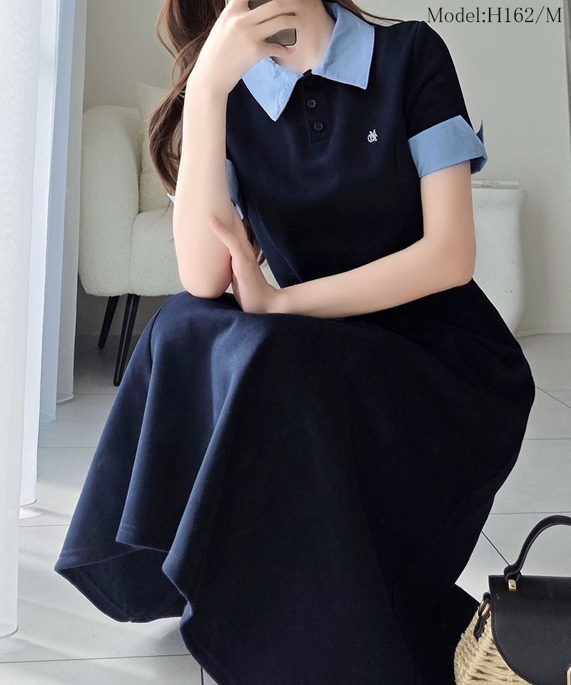 【mily bilet】ワンピース 半袖 ロング レディース ポロワンピース ロング丈 大人可愛い カジュアル 鹿の子 | classicalelf | 11