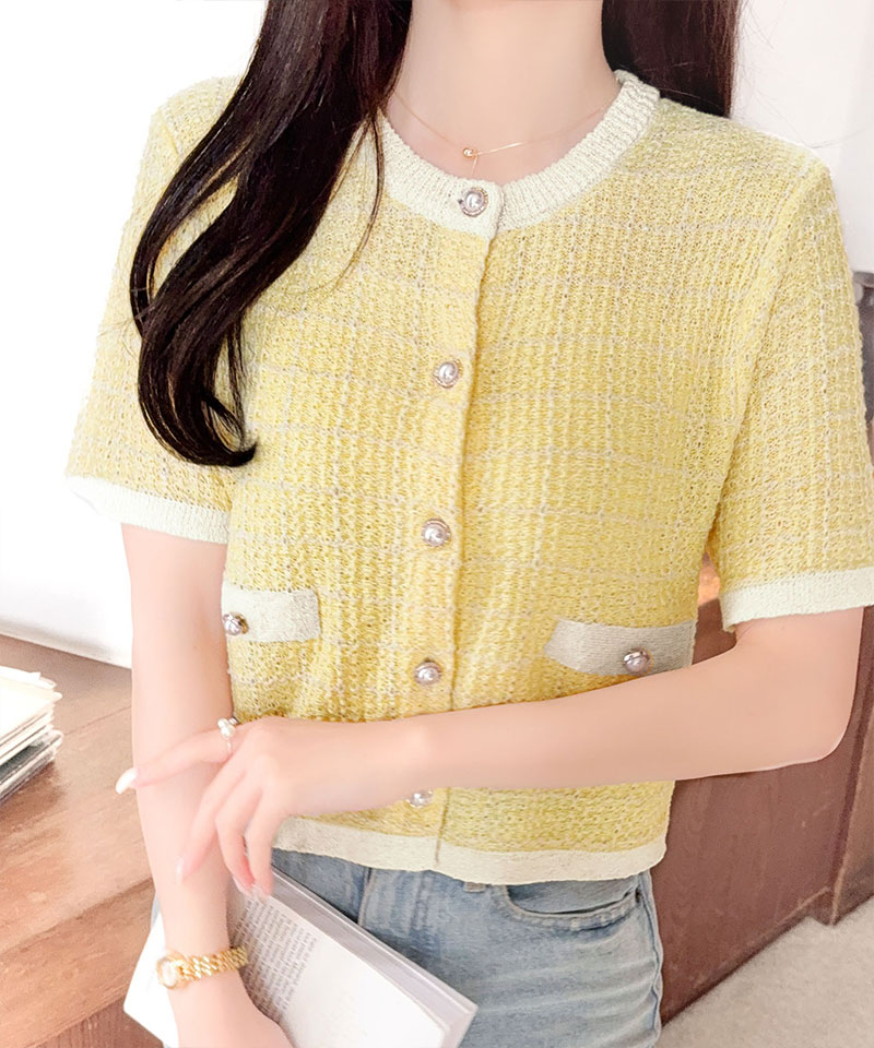 【mily bilet】パール釦ツイード編みロゴプレート付ニット半袖カーディガン mily bilet クラシカルエルフ mi1359057 | classicalelf | 14