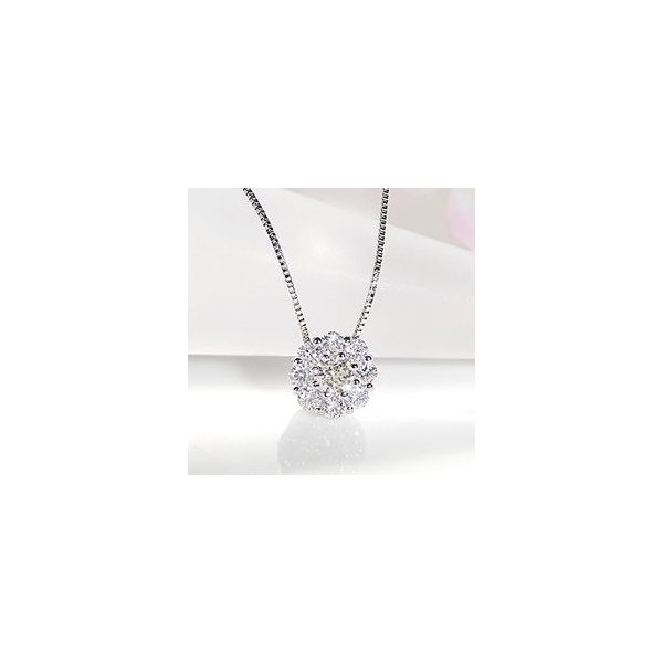 商品画像１ PT900 0.9ct ダイヤモンド フラワーモチーフ ネックレス