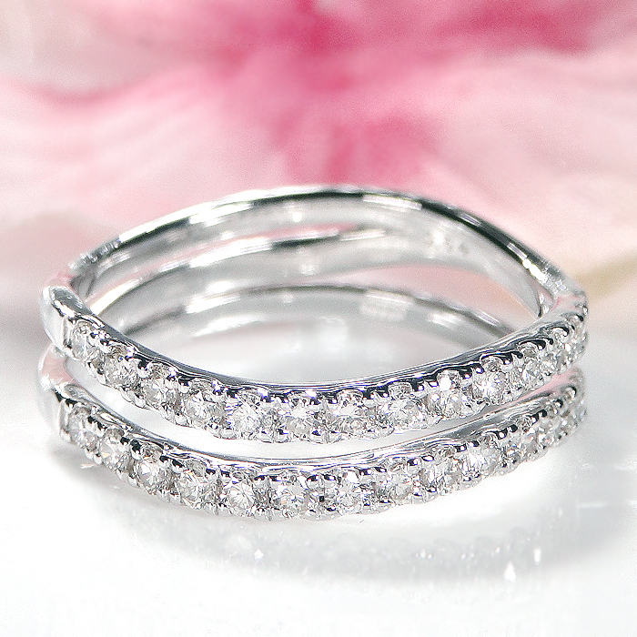 商品画像４ Pt950 K18YG 二連風 ダイヤモンドリング 0.54ct