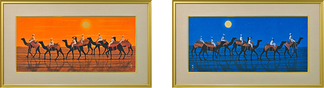 平山郁夫 シルクロードを行くキャラバン 西・月 複製画 巧藝画 変形20