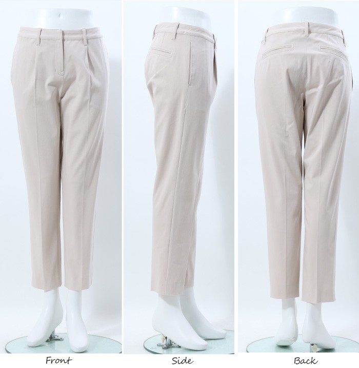 日本製 アンクルパンツ テーパードパンツ レディース 白